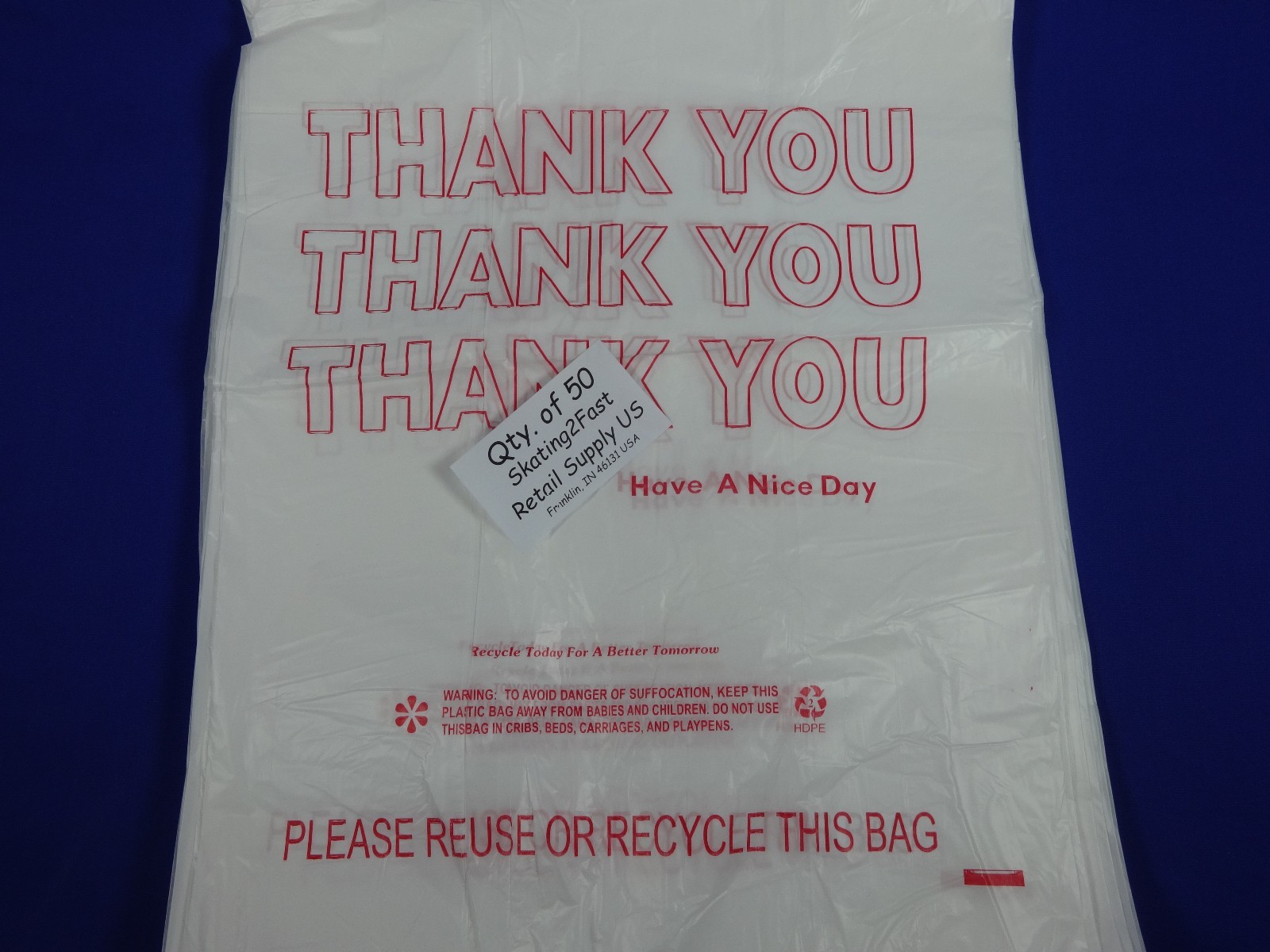 THANK YOU T-Shirt 1/6 Barrel Bags 11.5″ x 6.5″ x 22″ Plastic Retail Shopping