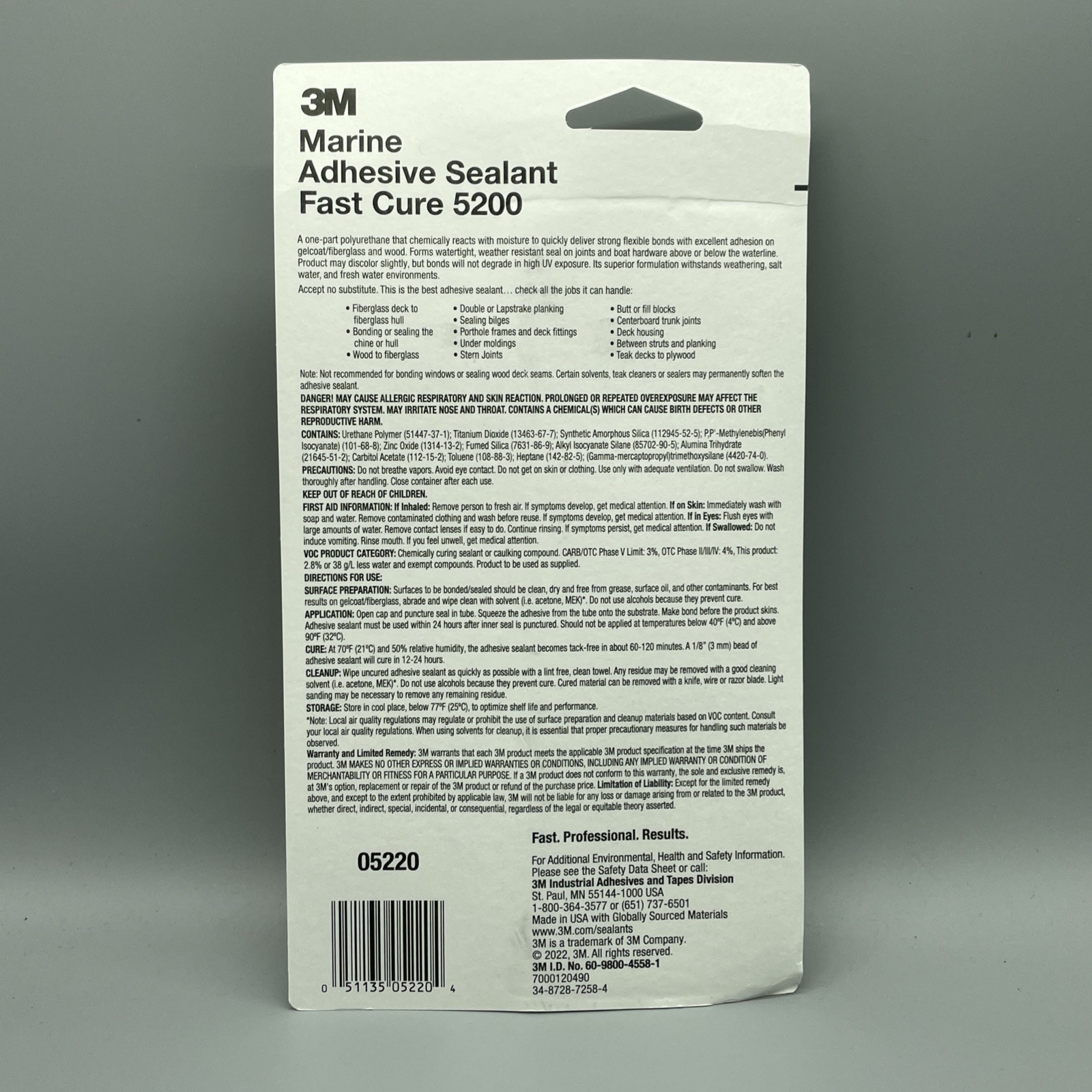 3M 5200 Marine Sealant Fast Cure White 3 oz Tube Fiberglass Adhesive Boat New