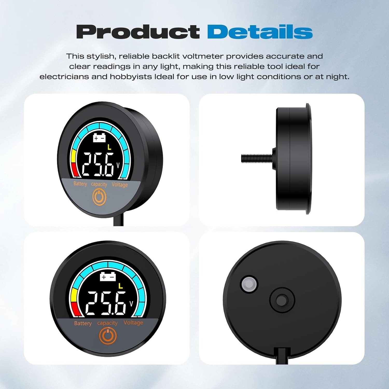 IP67 Waterproof Battery Monitor 12V 24V 36V 48V 60V 72V 84V with Backlight LC…