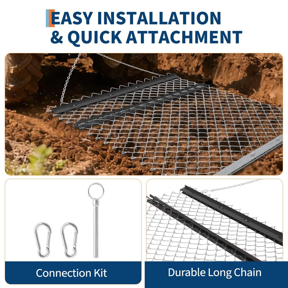 Garvee 5*4 FTchain Drag Harrow F/ Atv/utv Durable Steel Leveler Collapsible Farm