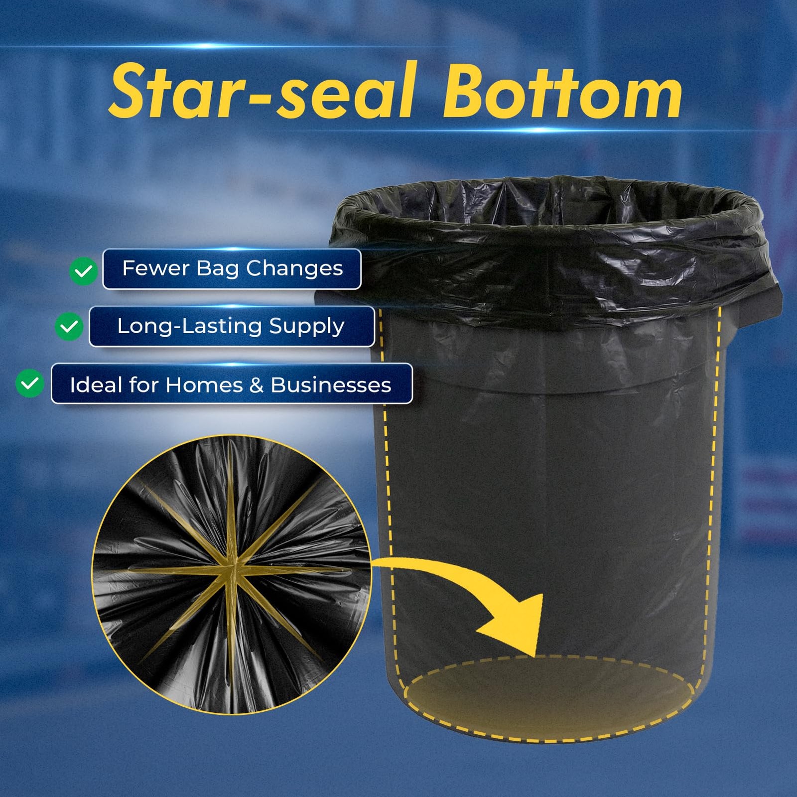 Delxo 30-33 Gallon Trash Bags, 1.2 Mil 1 Count (Pack of 100), Black