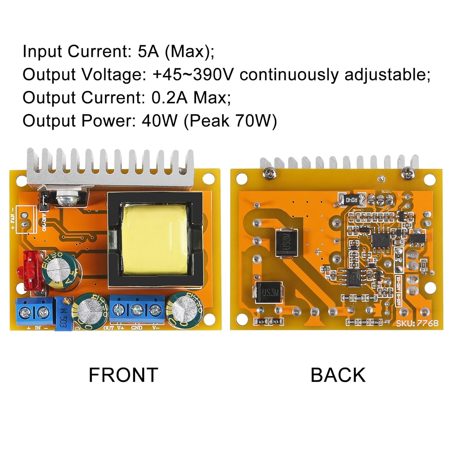 2Pcs DC-DC High Voltage Boost Converter 8V-32V to ±45V-390V ZVS Step-Up Booster