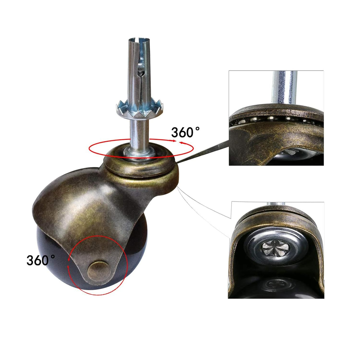 4 Pack Ball Caster Wheels Furniture Swivel Casters 2 Inch Heavy Duty 30kg