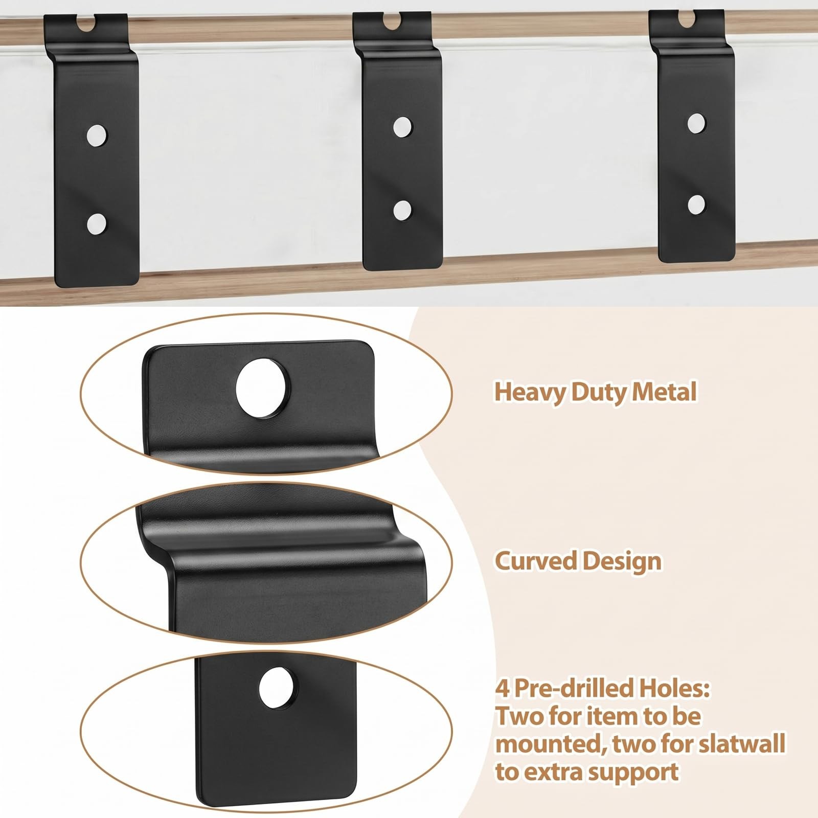 Black Slatwall Metal Plate Mount Backplate Mounting Adapter Bracket 10 PCS