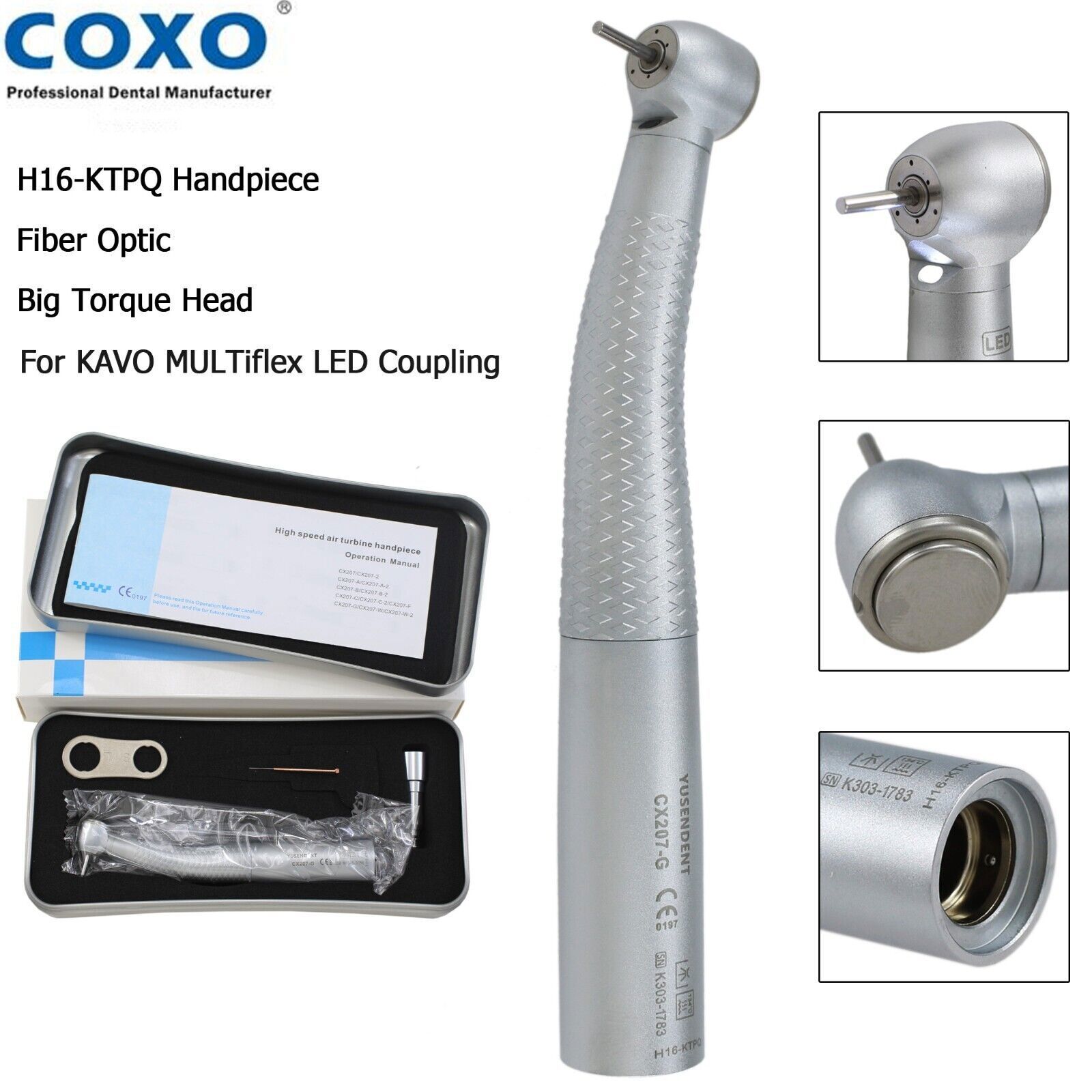 COXO Dental Turbine High Speed Handpiece Fiber Optic For KAVO Multiflex Coupling