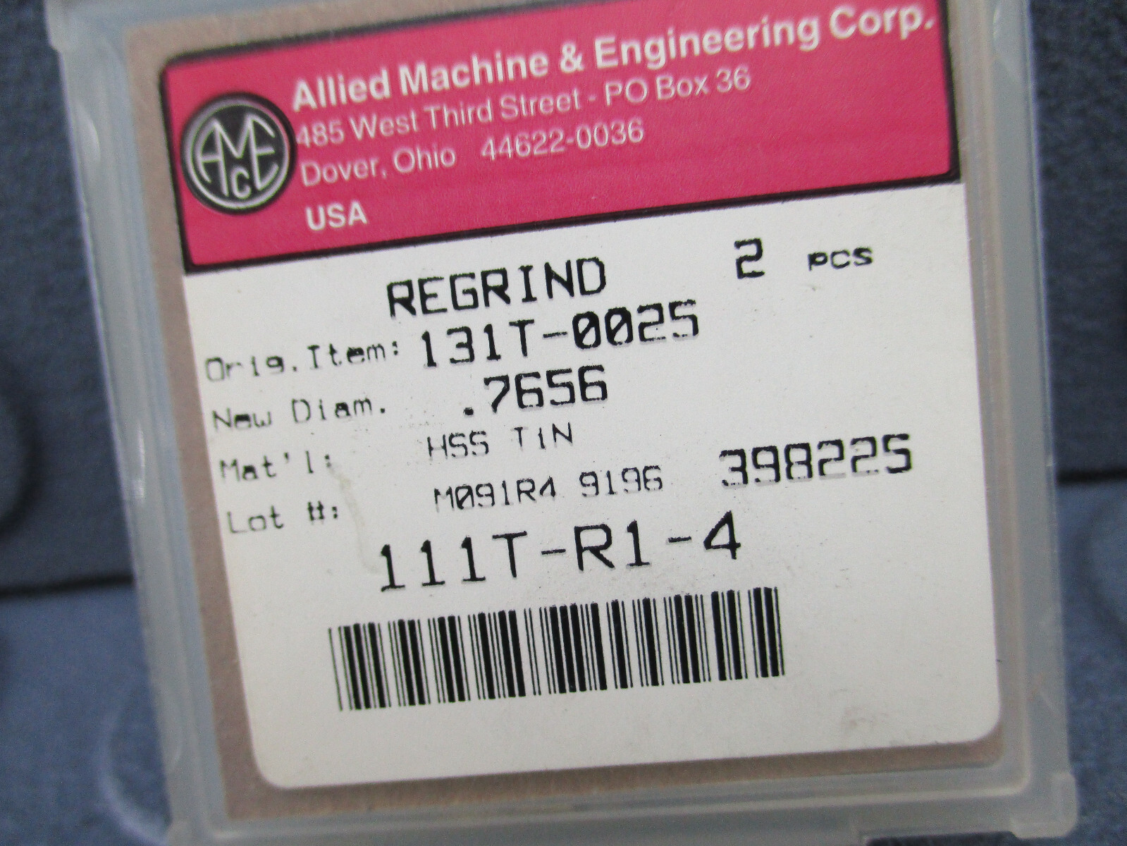 AMEC REGRIND TO ( .765IN ) 111T-R1-4 SPADE DRILL INSERT HSS LOC2001