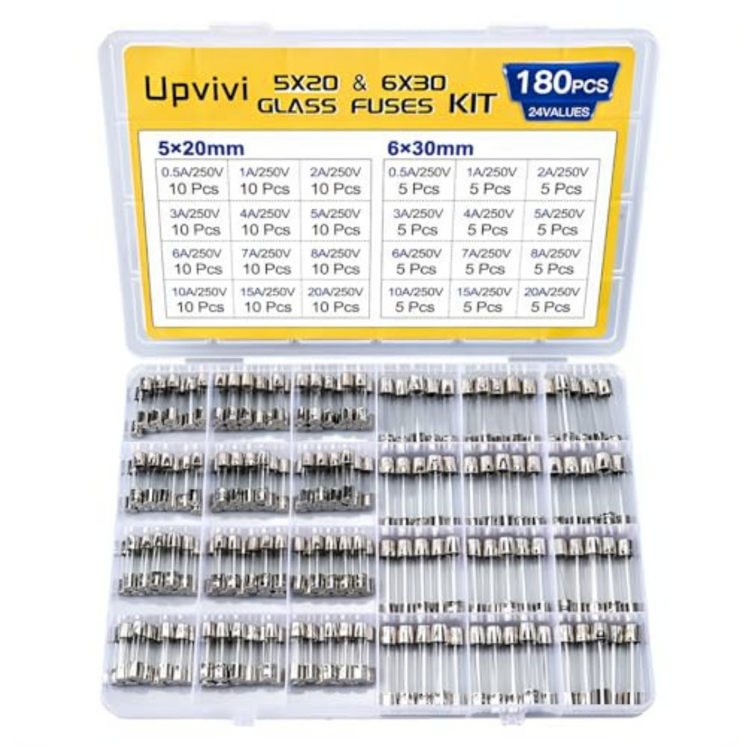 Fast Blow Glass Fuse Assortment Kit 24 Values Glass Fuses 250V 5X20Mm 0.5A 1A