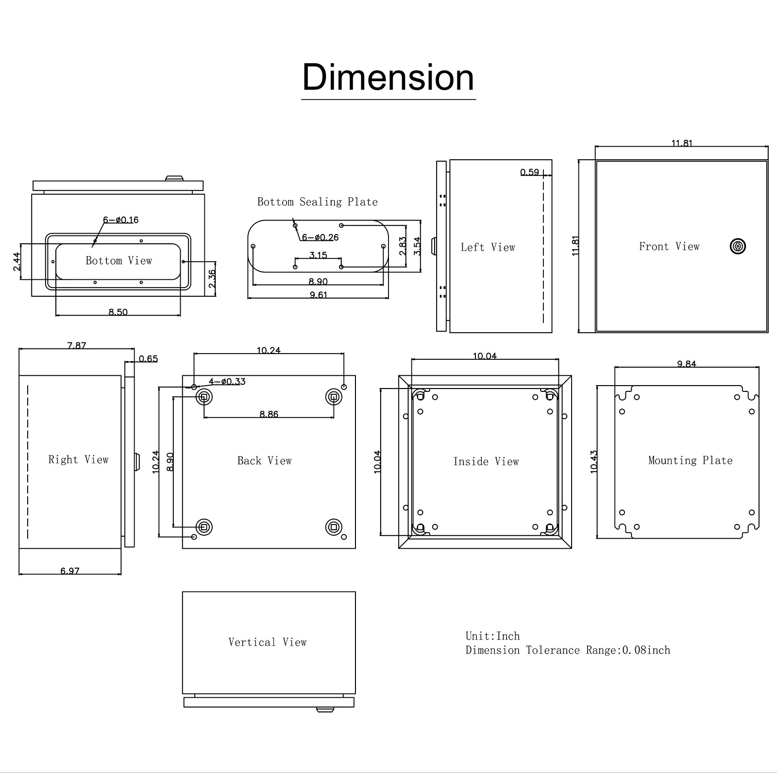 VEVOR Steel Electrical Box Electrical Enclosure Box 12x12x8» Carbon Steel IP65