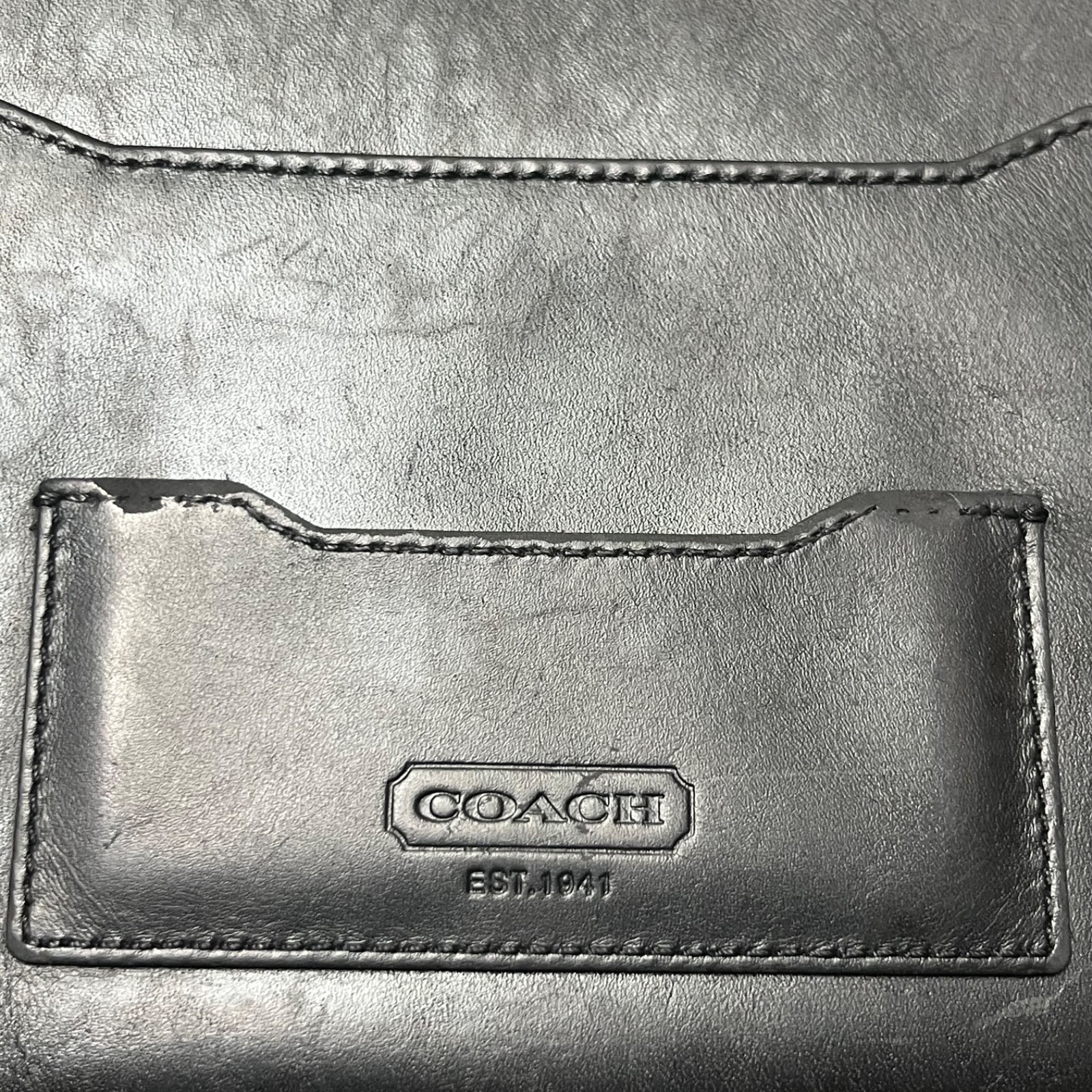 Vintage Coach Portfolio Bi-fold Black Real Leather Unisex 10×12.5 Rare
