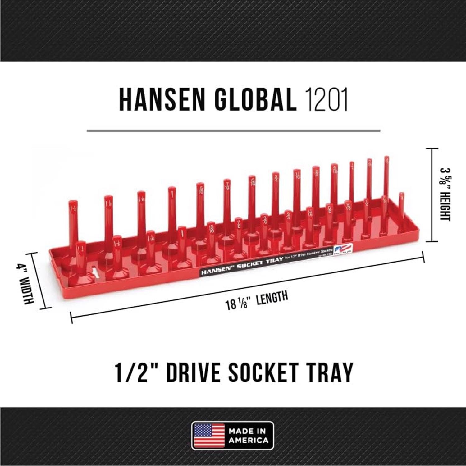 Hansen Global 1201 Red Tough Rugged ABS Plastic Socket Tray 18 L x 0.5 in.