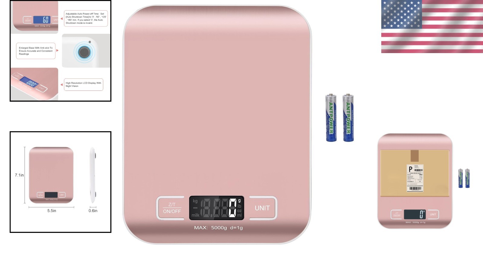 5kg x 0.1 OZ Digital Postal Shipping Scale Stainless Steel Panel- Business, K…