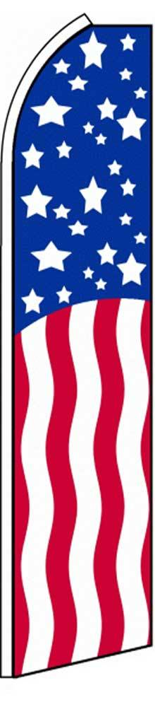 USA Stars & Stripes Flutter Swooper Flag Advertising Sign 3’ Wide Banner Only