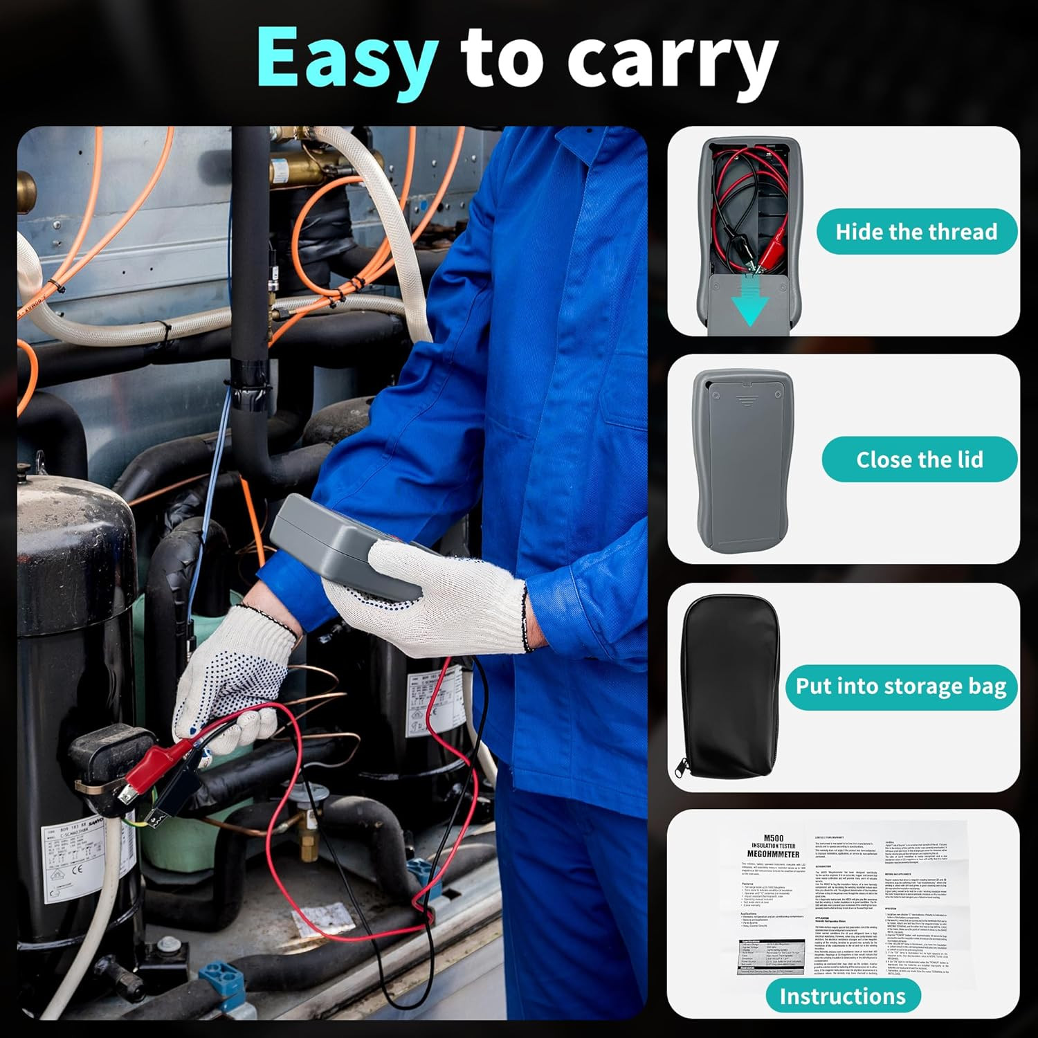 Insulation Resistance Tester M500 Megohmmeter Compatible with Supco M500 Megohmm