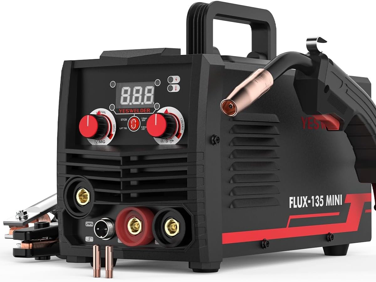 110V MIG Welder, 135A Flux-Core MIG & Stick Welding Machine