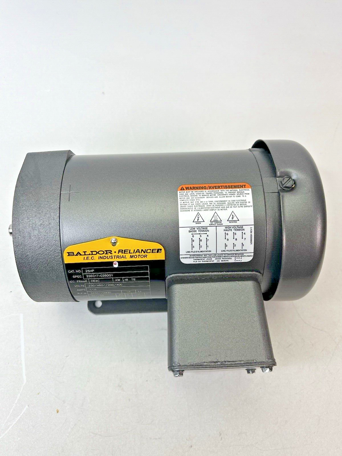 Baldor Reliance Industrial Motor CAT # 25HP, 33E017-0390G1