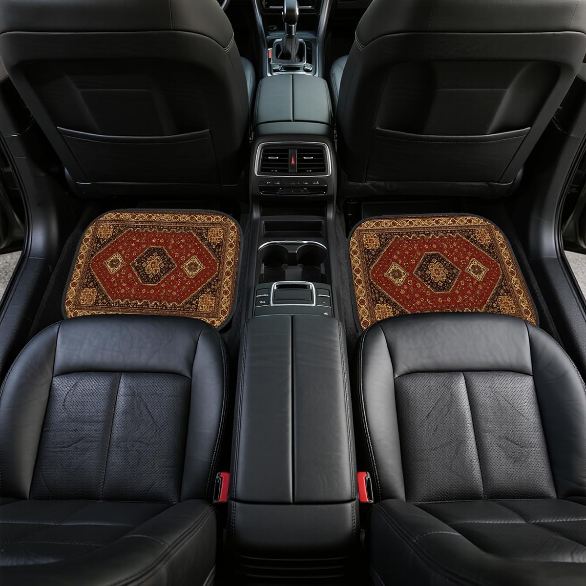 Xmysilz Carpet Car Floor Mats Set Of 4 Red Brown Geometric Rug Automotive Foot