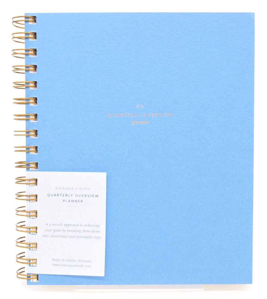 (A) Ramona & Ruth QUARTERLY OVERVIEW PLANNER Undated 3-month Journal Blue New