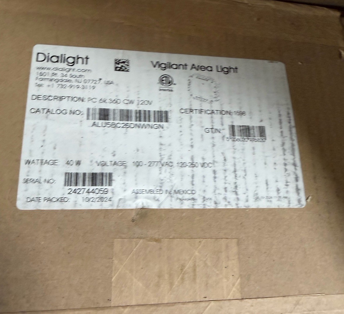 DIALIGHT Vigilant LED AREA LIGHT ALU5BC26DNWNGN 40w 100-277vac LAMP ALU5