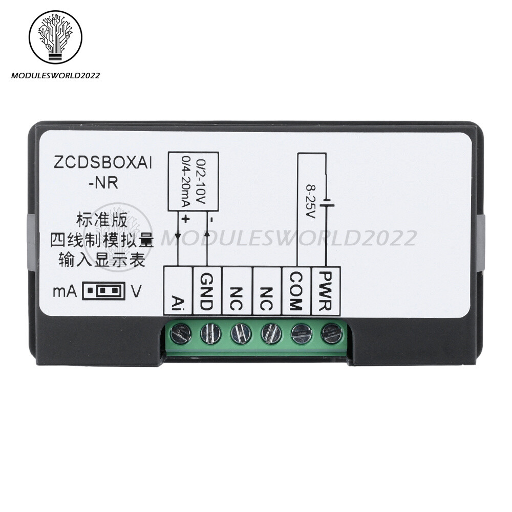 0-10V 0-20mA 2-10V 4-20mA 4-Wire Analog Input (Reception) Display Meter DC 8~25V