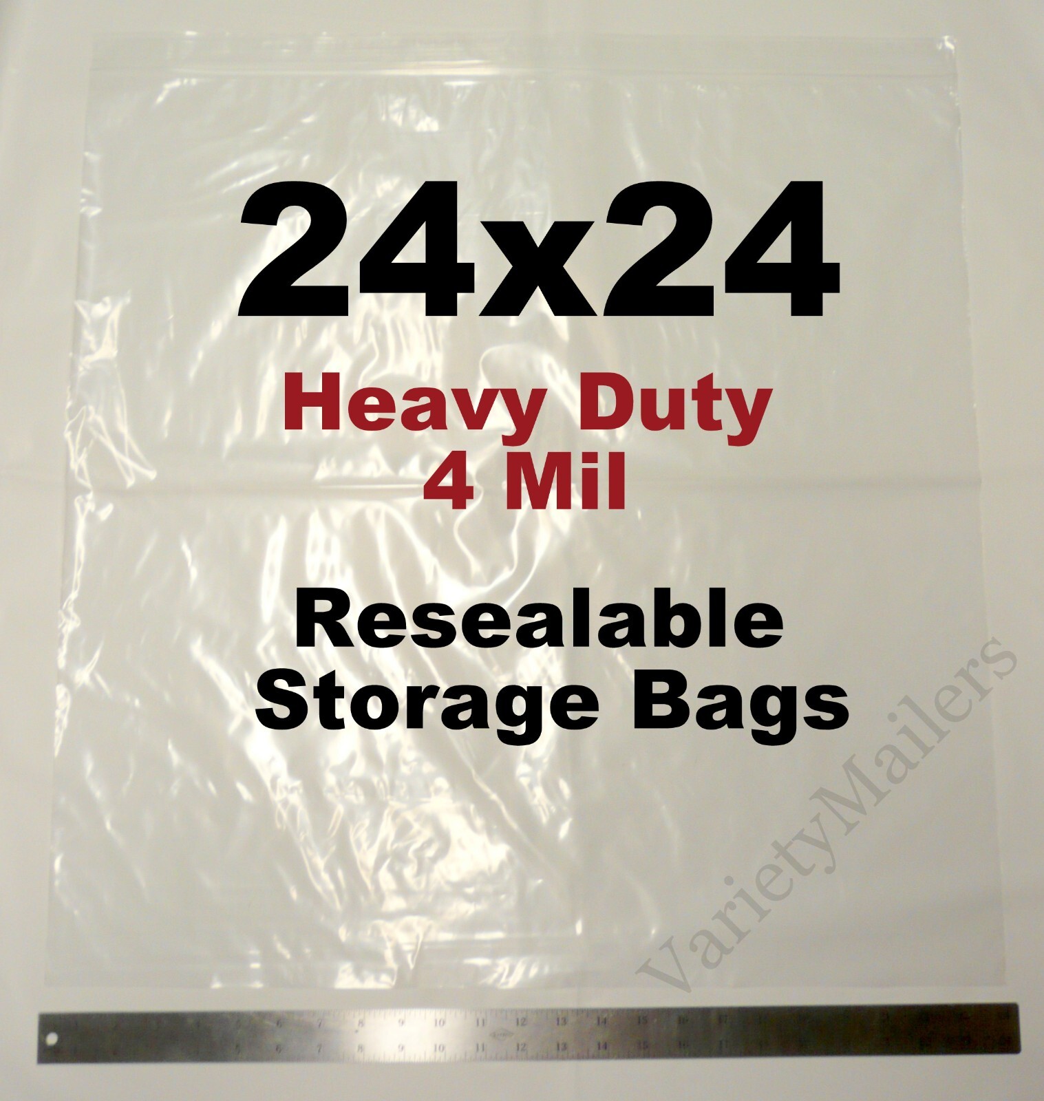5 VERY LARGE 24”x 24” Clear Reclosable 4 MIL HEAVY DUTY Storage Bags