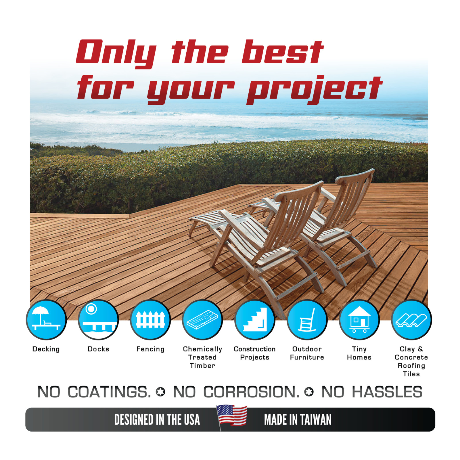 Stainless Steel Wood Screws, Star Drive, Qty 100 DIY Pack, Various sizes