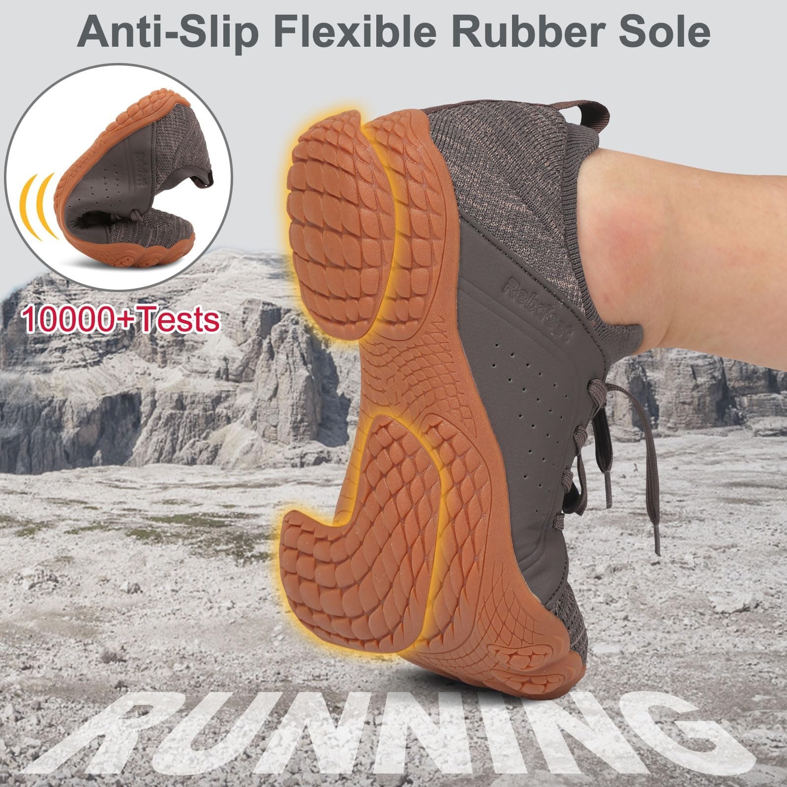 relxfeet Men’s Barefoot Trail Running Shoes Minimalist Wide Toe Box Design Ze…