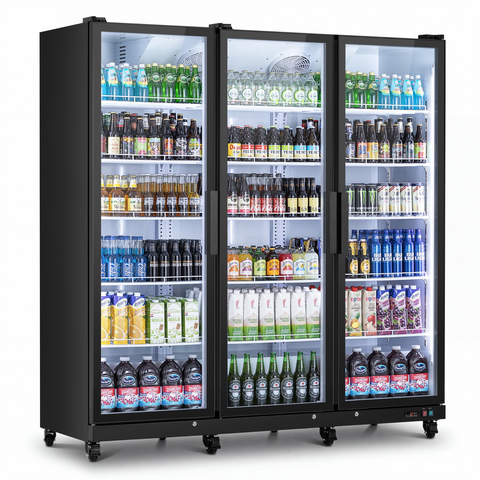 Yeego 58 Cu.ft Commercial Merchandiser Refrigerator Beverage Cooler 3 Glass Door