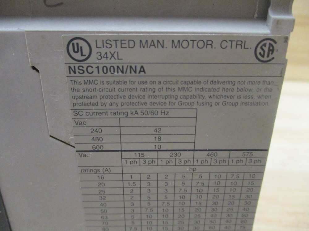 Schneider Merlin Gerin Square D NSC100N/NA Circuit Breaker NSC100N 25 AMP