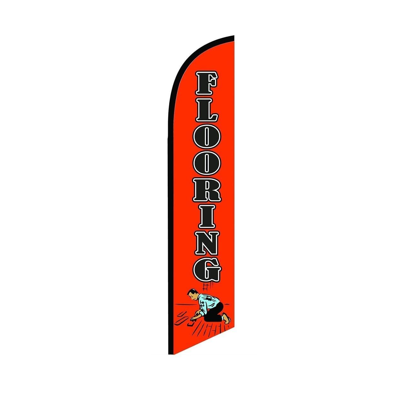 Flooring Orange Swooper Flutter Feather Flag | 3ft W x 11.5ft Tall