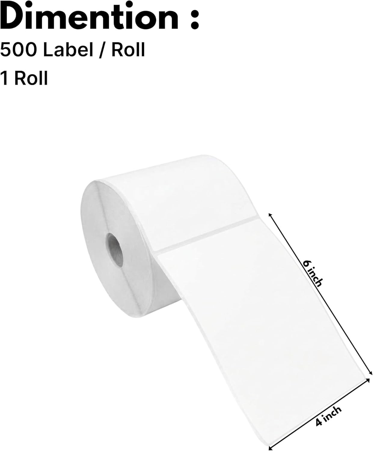 4 x 6 Direct Thermal 500 per Roll Shipping Labels for Zebra Rollo (Not for Dymo)