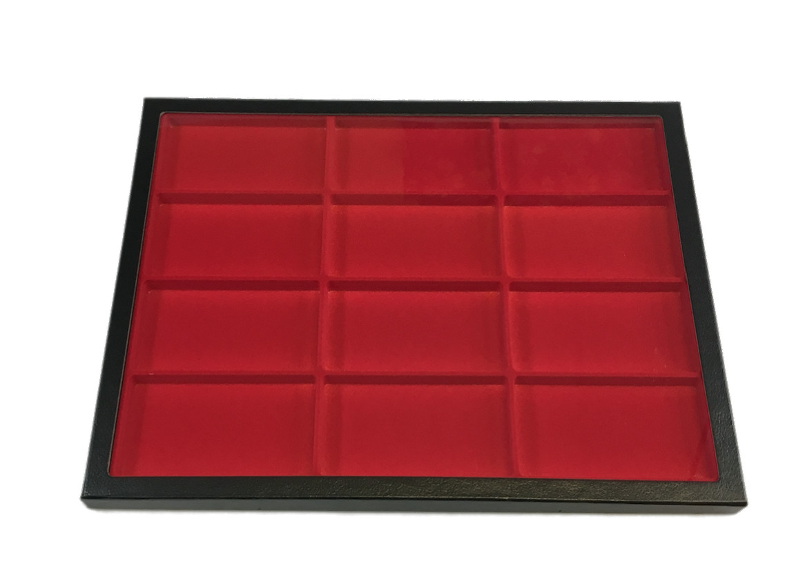 Riker Display Case 12 x 16 x 3/4″ with Flocked Trays for Jewelry, Coins, & More