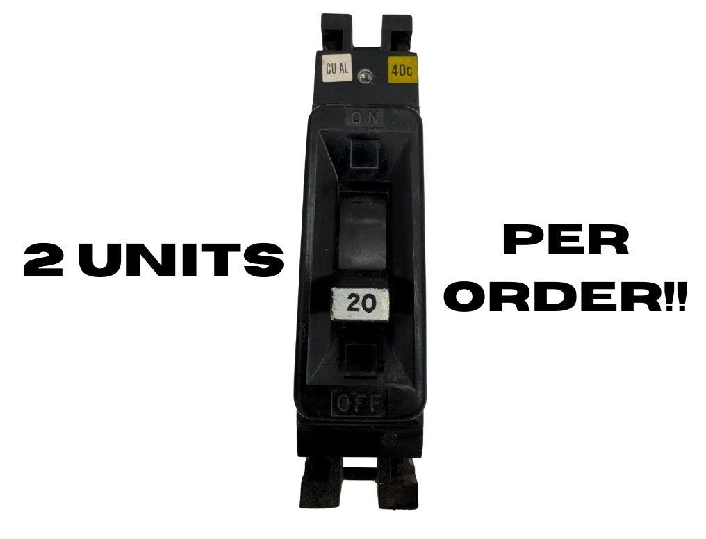 (2 Units) Federal Pacific Electric Circuit Breaker FPE NEF 20 amp 1 pole 277V