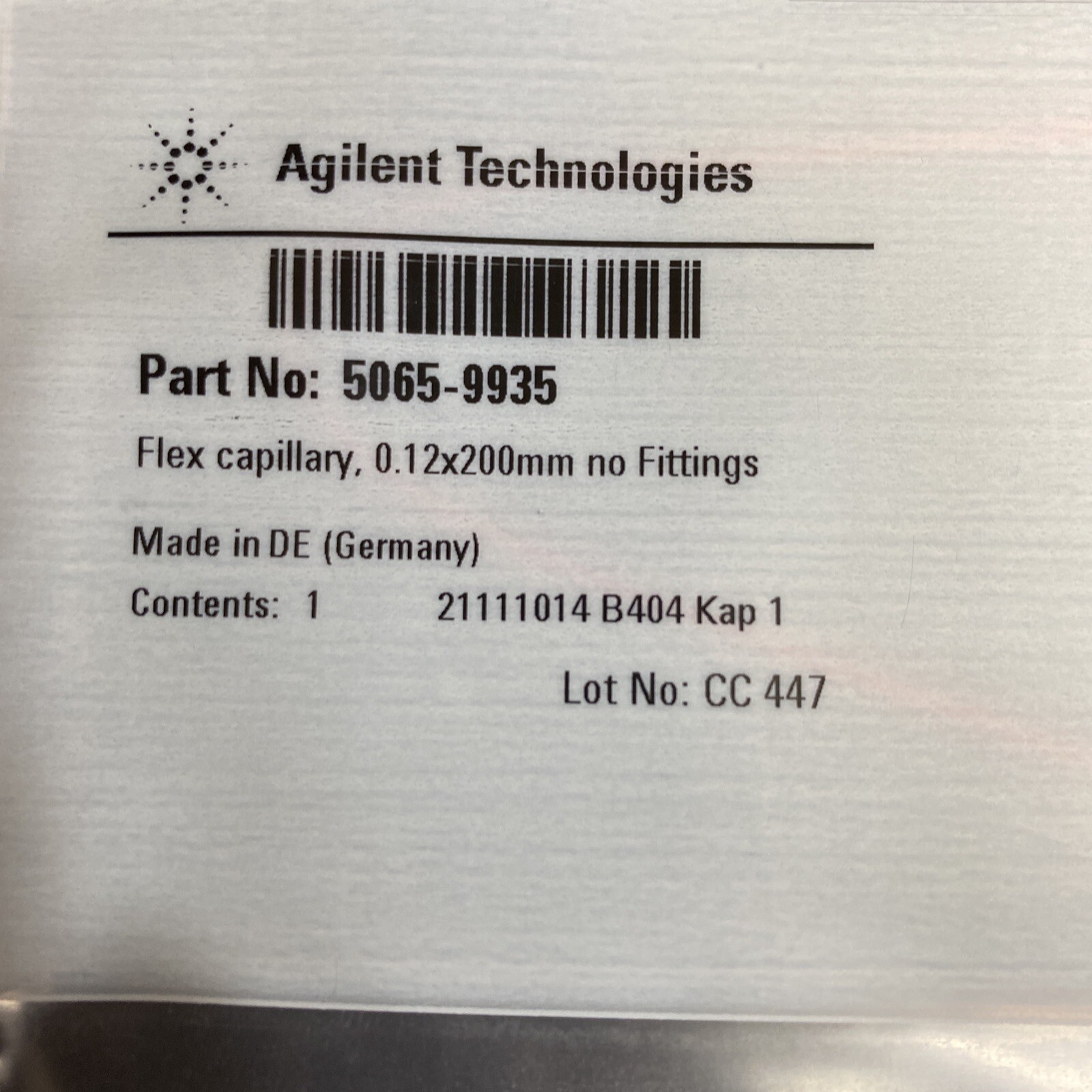 Agilent Flex Capillary 0.12 x 200 mm Fittings Not Included