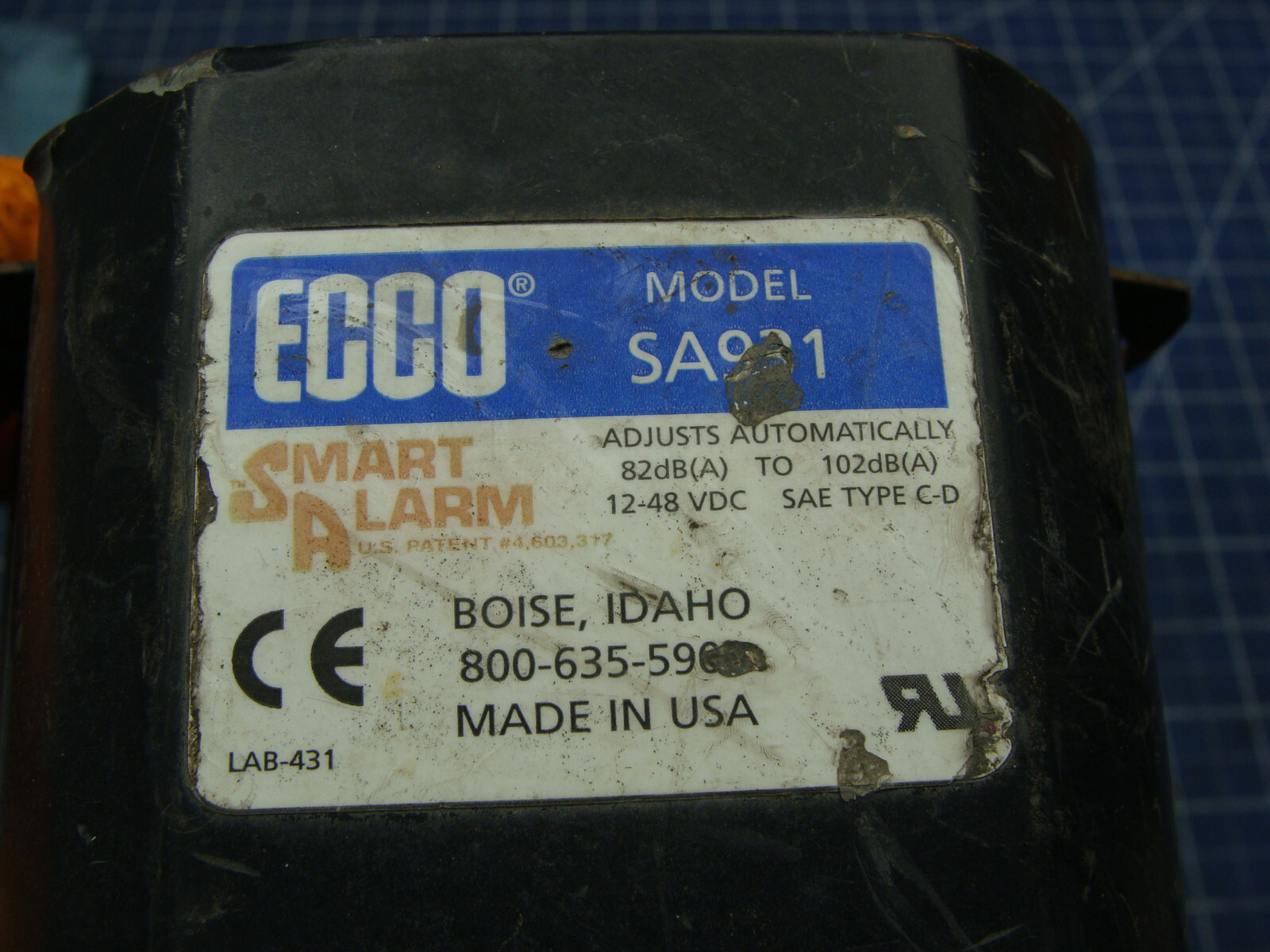 ECCO SA931 BACKUP ALARM 82 – 102 dB 12-48VDC W/J.W. SPEAKER SPOTLIGHT