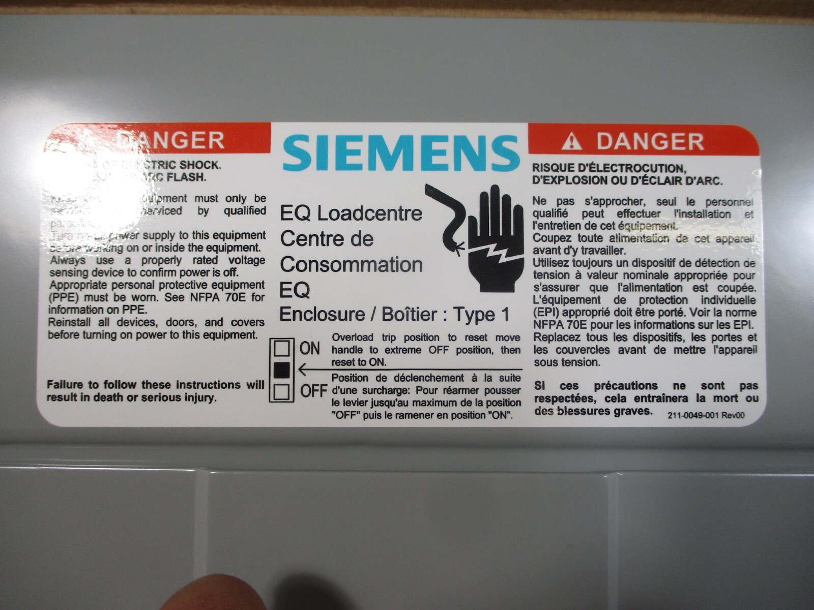 NEW Siemens DKS38-1A EQ-III Load Center Door Kit Breaker Panel Front Cover Trim