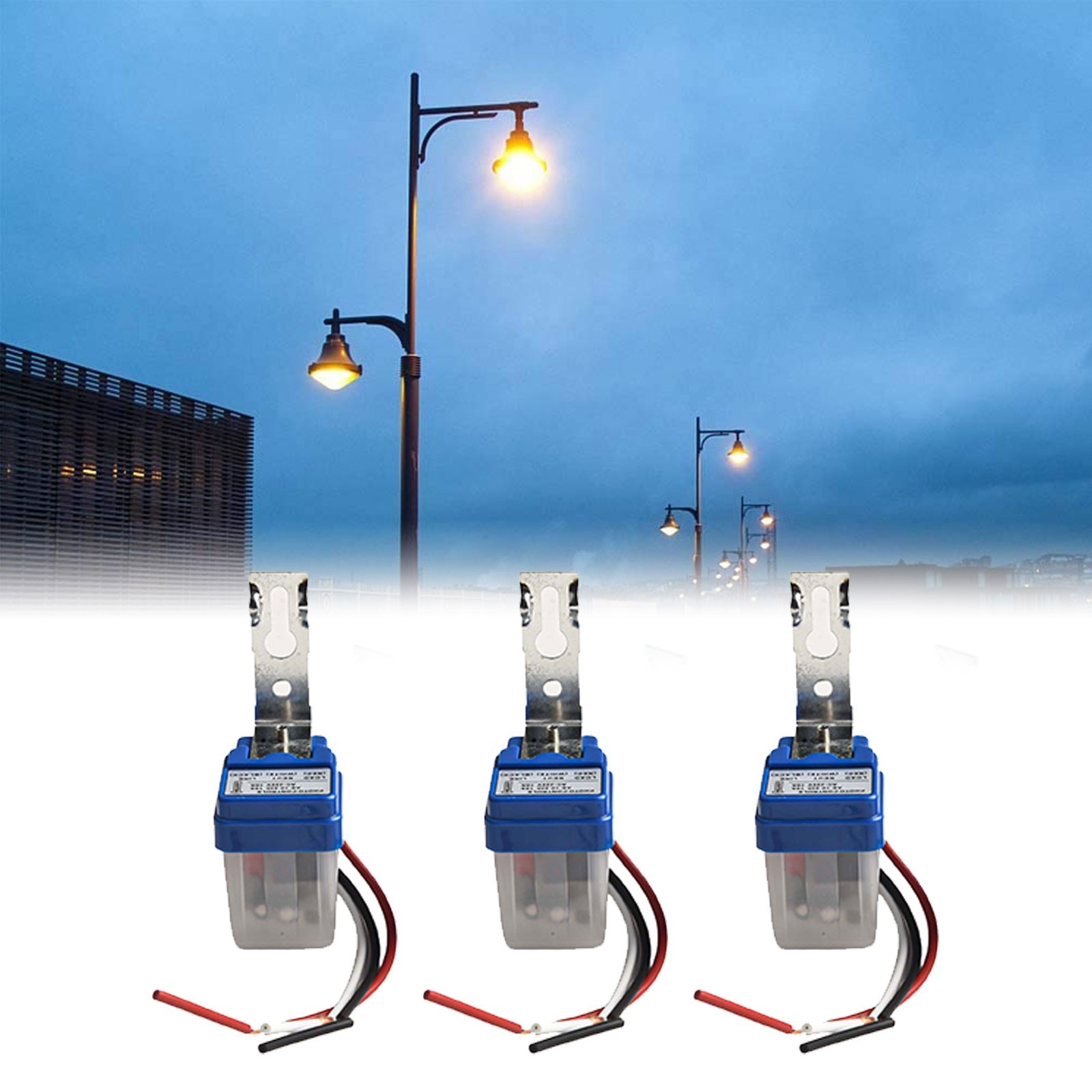 Auto On Off Light Sensor Switch 3Pcs AC 220V 10A for Gardens and Streets