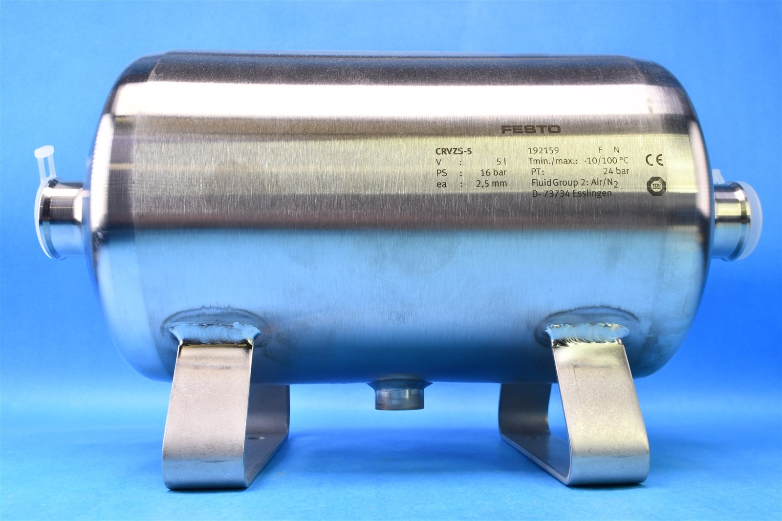 Festo 5L Compressed Air Reservoir Stainless Steel Air Tank 1.32 G CRVZS-5