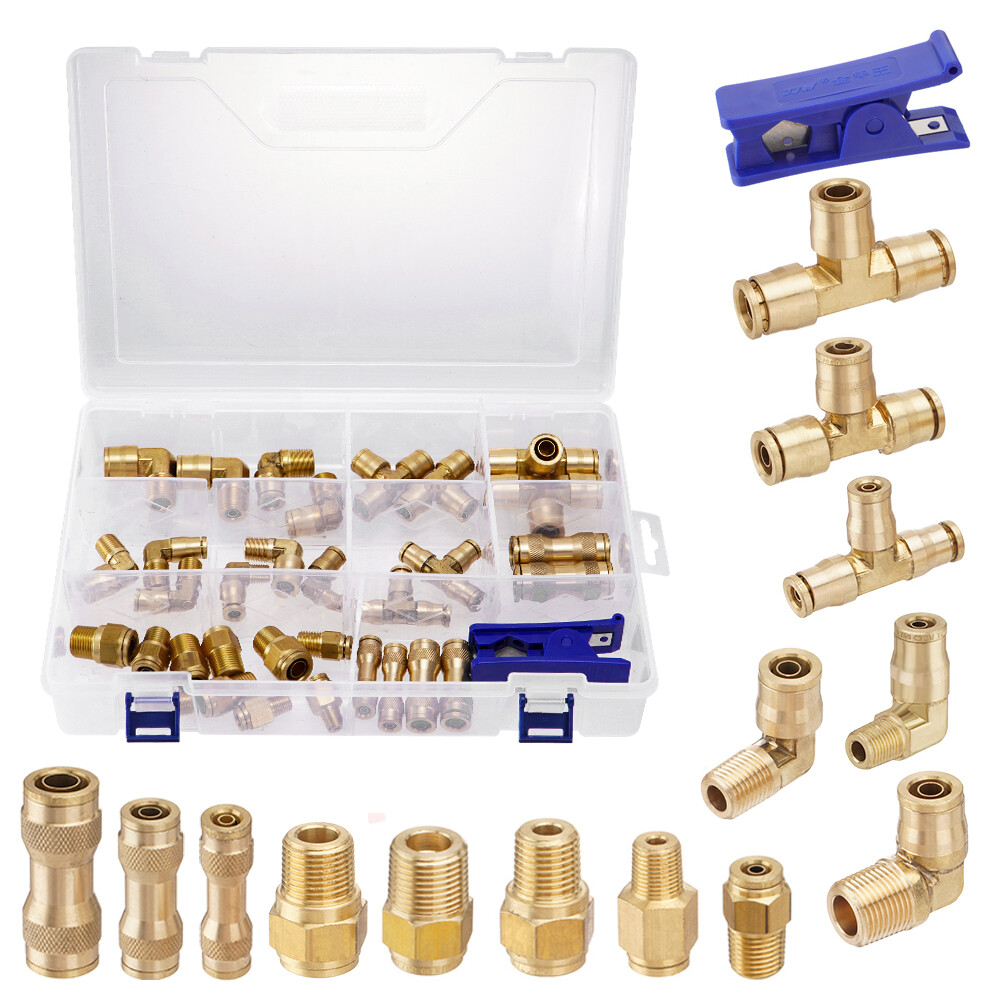 33 DOT Air Brake Line Fittings 1/4″ 3/8″ 1/2″ Push to Connect Fitting Assortment