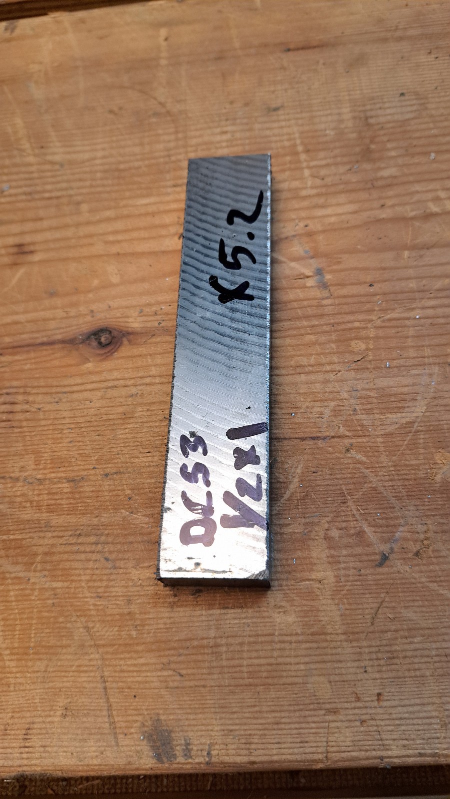 DC53 Tool Steel Flat Bar Stock 1/2 in x 1 in x 5.2 in Machining Stock