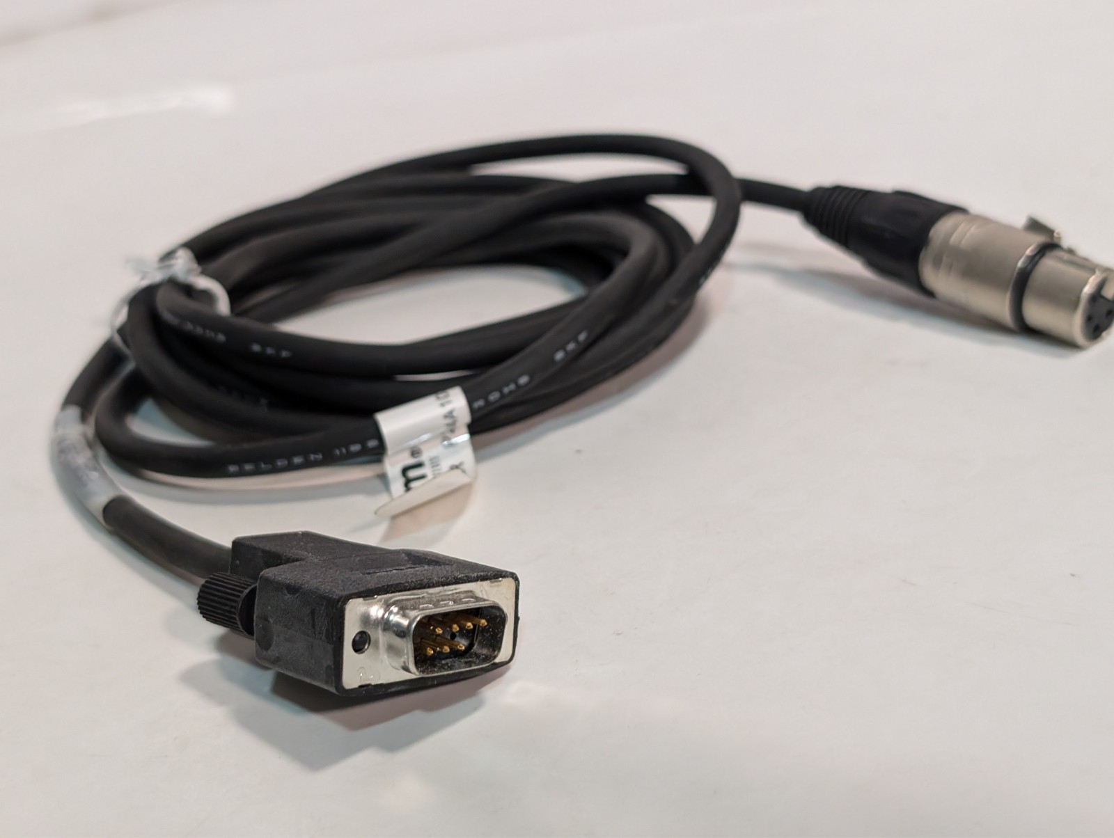 Lot of 2 Hill-Rom P2904A103 communication cables, DB9 male to 4-pin circular