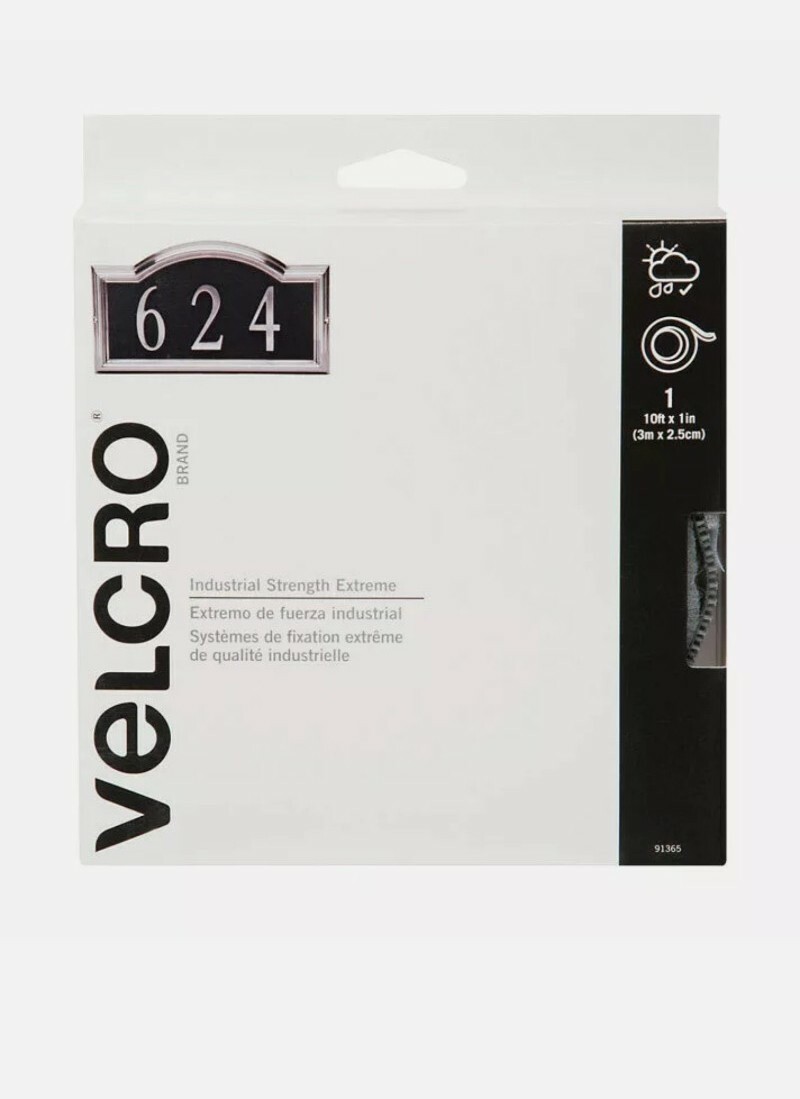 Velcro Industrial Strength Extreme Hook and Loop Fastener 10in L x 1in W Black