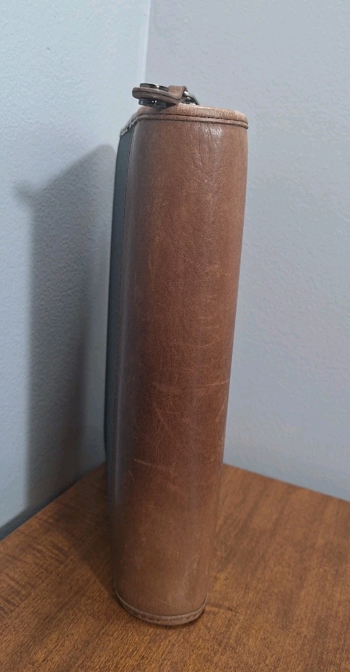 Vtg Franklin Covey Planner Green Canvas Tan Leather Trim 8×10 Full Zip Closure