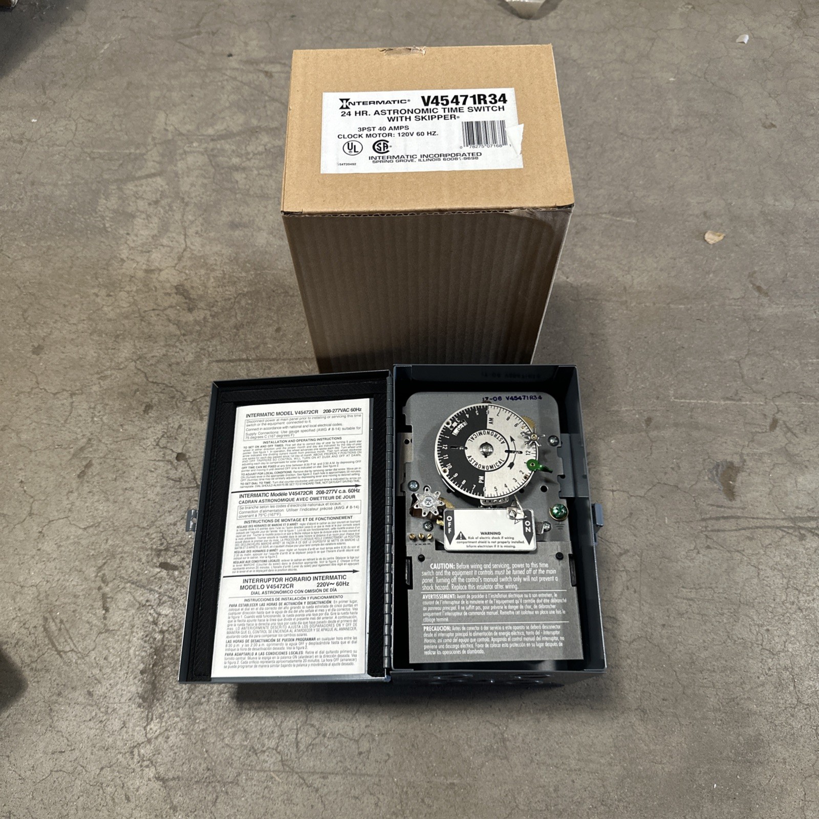 (C) Intermatic V45471R34 24 HR. Astronomic Time Switch With Skipper 3PST 40A⚡️