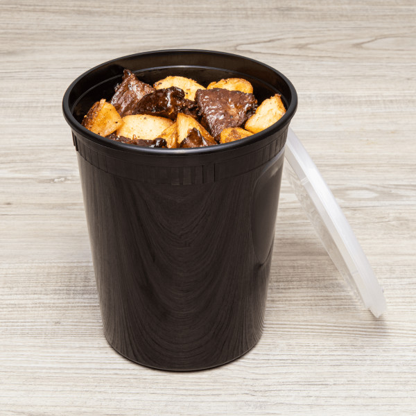 Karat 32 oz Black PP Injection Molded Round Deli Containers with Lids – 240 Set
