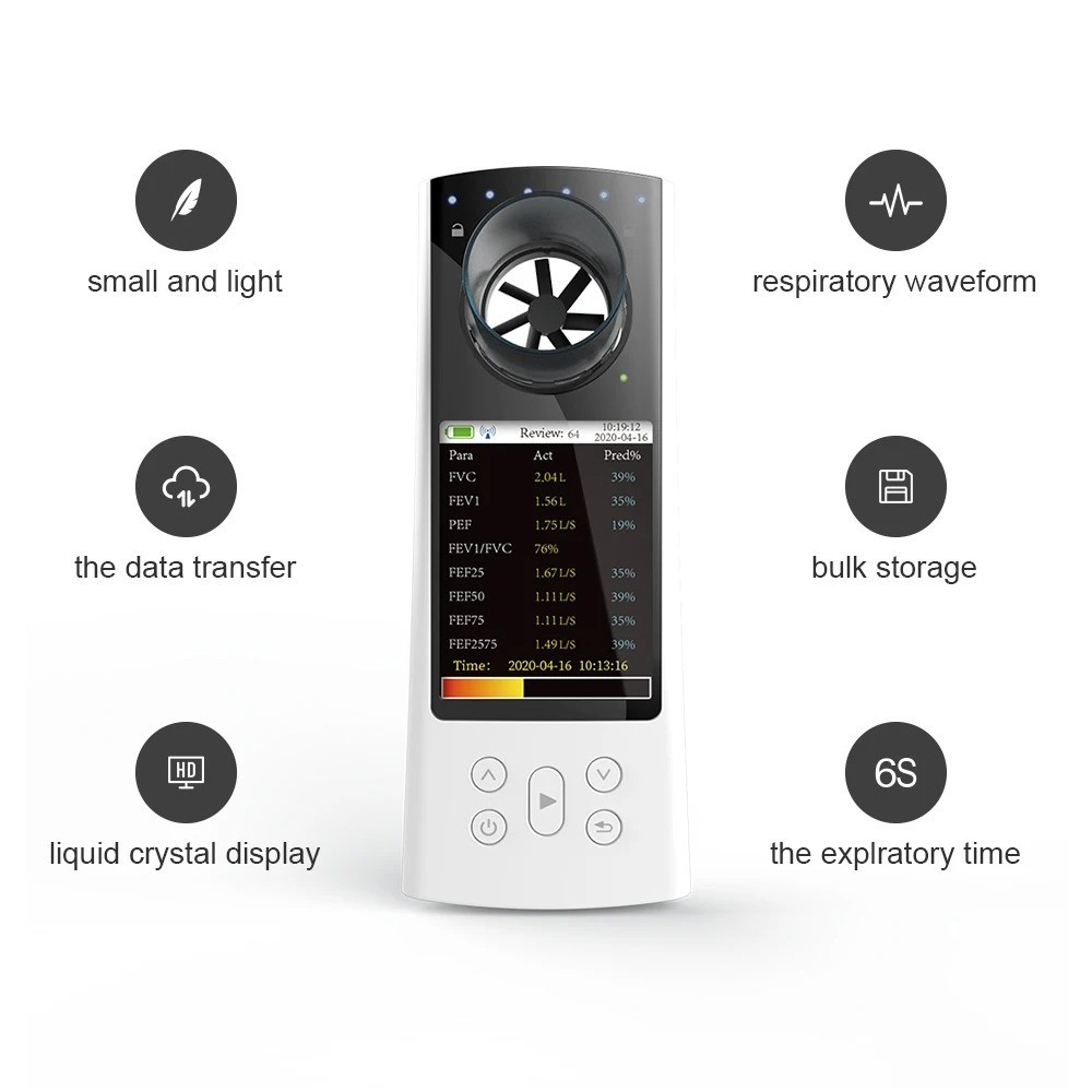 SP80B Handheld Bluetooth Spirometer – Pulmonary Function Tester (FVC, FEV1, PEF)