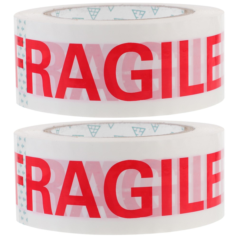 2 Rolls Fragile Logistic Packing Tape Caution Letter Delivery Sealing