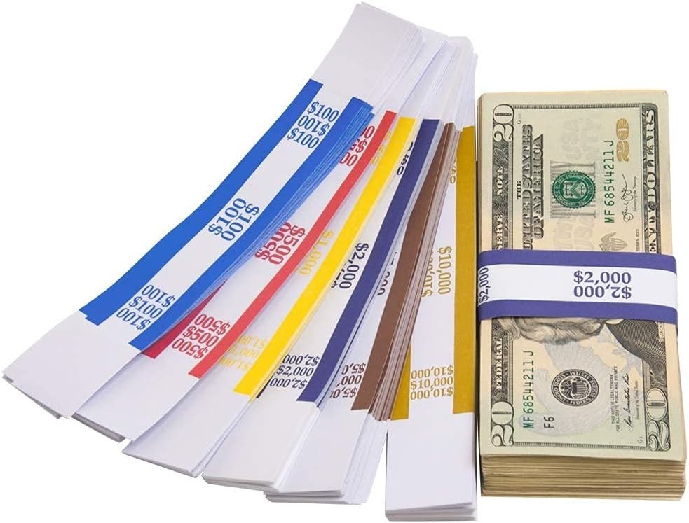 Assorted Currency Straps – 300 Self-Adhesive Bands for Fast Billing Efficiency