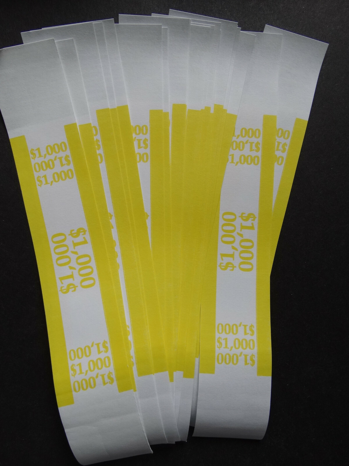 20 – Yellow $1,000 Cash Money Self-Sealing Straps Currency Bands