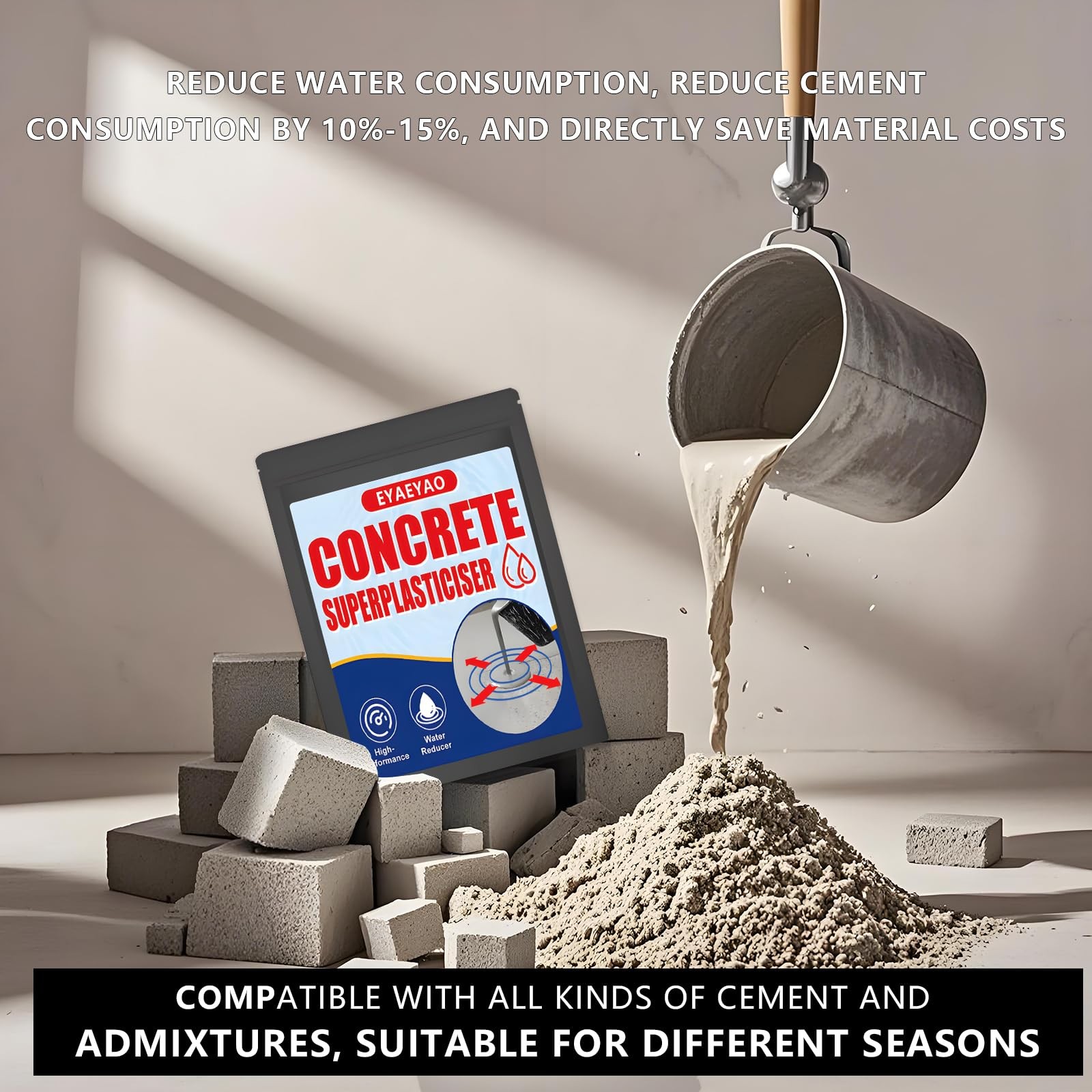 Concrete Super Plasticizer, Concrete Admixture, 8 Ounces High Range Water Red…