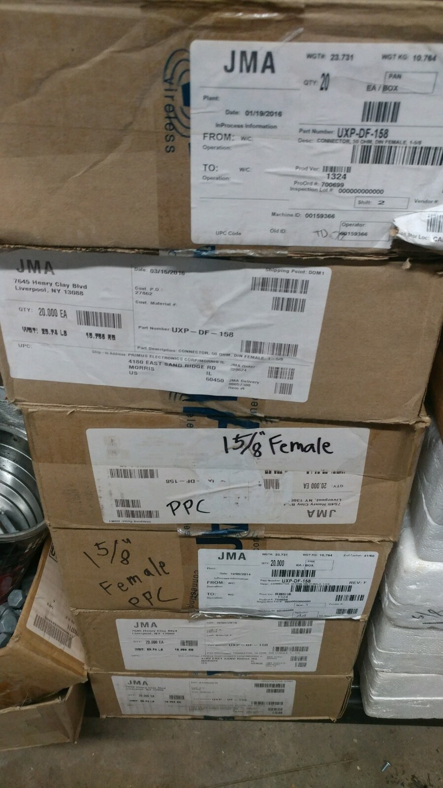 PPC / JMA UXP-DF-158 UXP Connector, 50 Ohm, Din Female, 1-5/8 cable